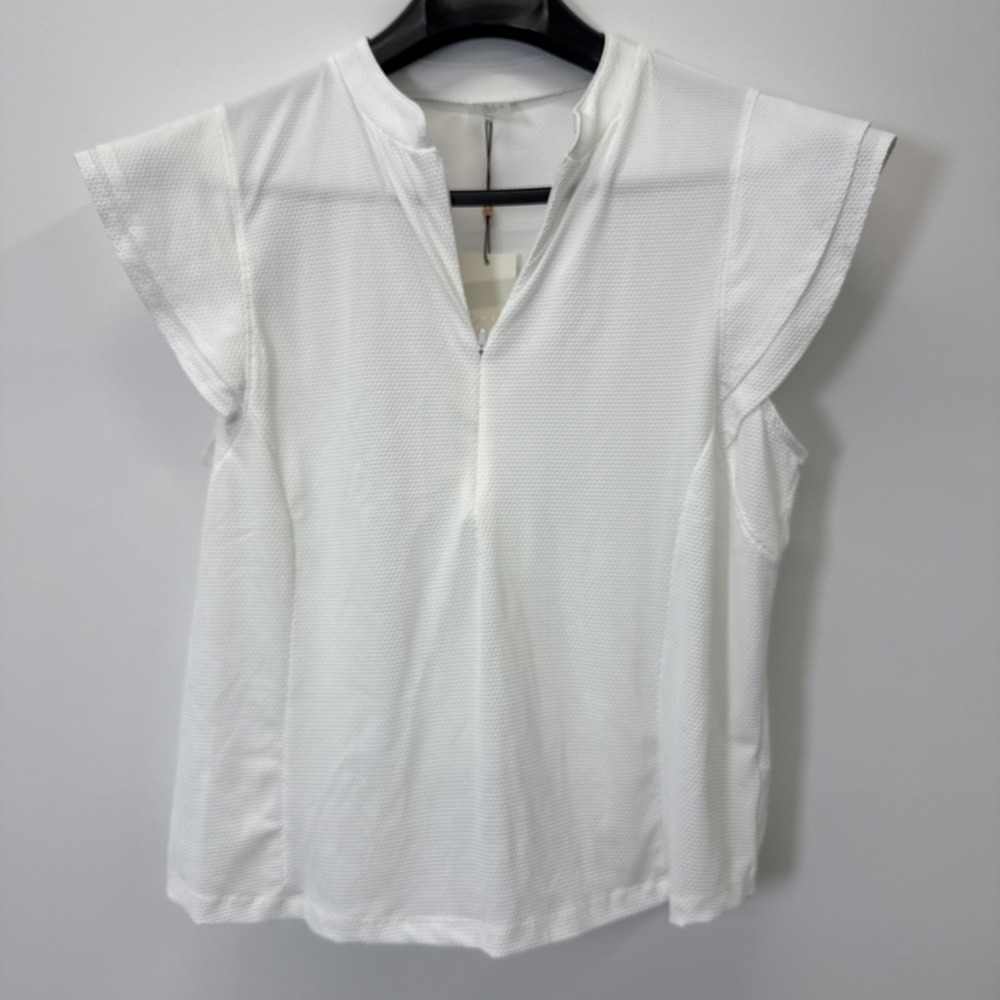 Calia Renew Cap Sleeve 1/4 Zip Top 2XL White Women Golf Lightweight $58 NEW
